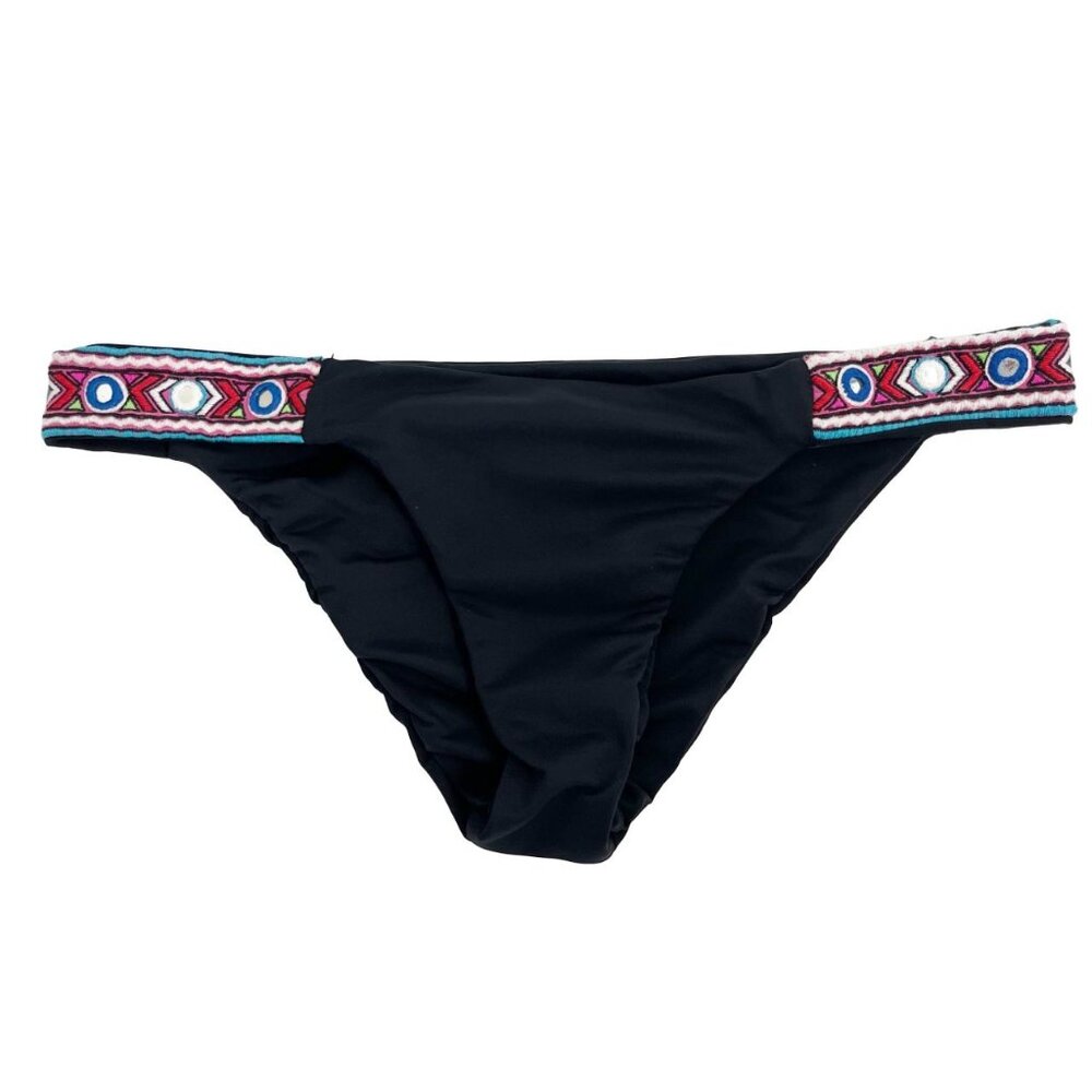 Mara Hoffman Black Embroidered Bikini Bottoms Boho - Size Small